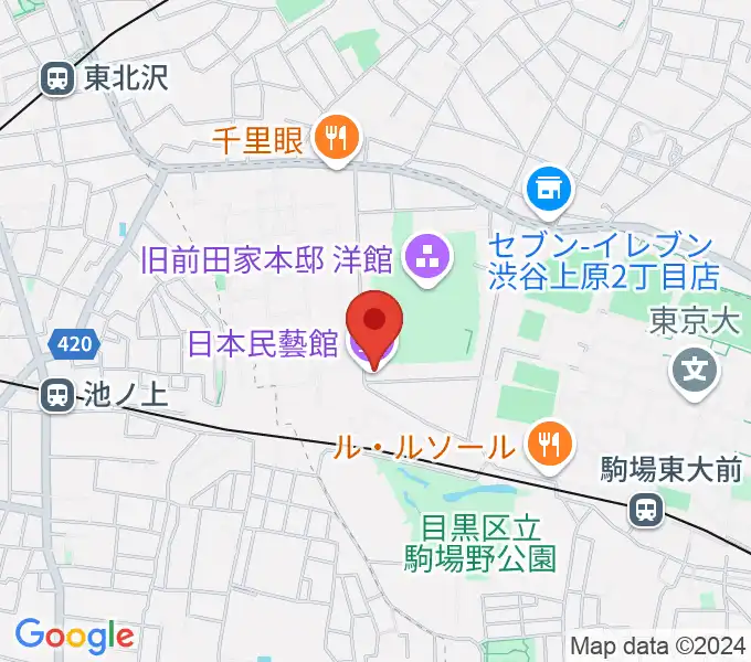 日本民藝館の地図