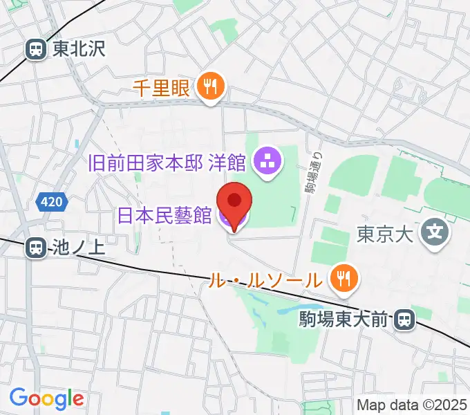 日本民藝館の地図