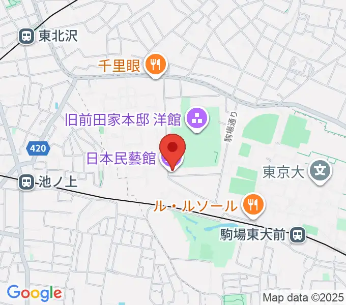 日本民藝館の地図