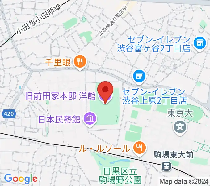 旧前田家本邸の地図