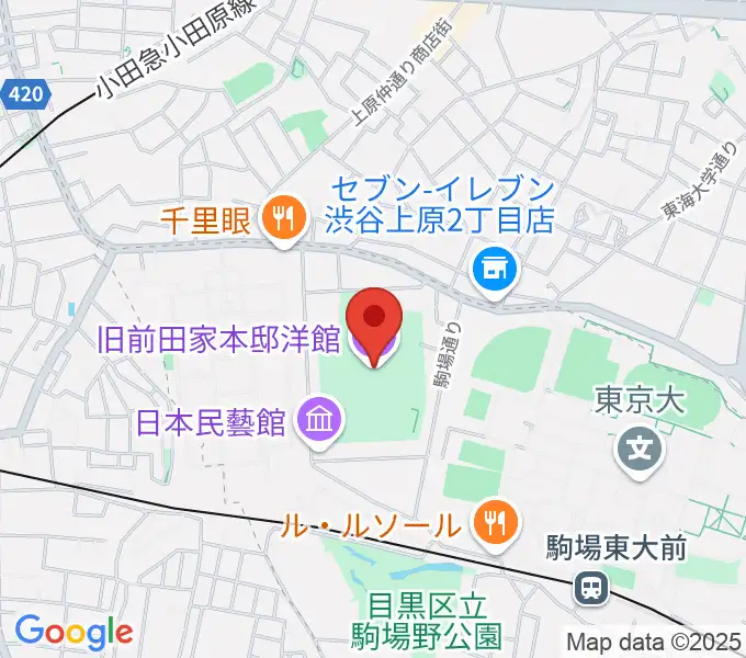 旧前田家本邸の地図