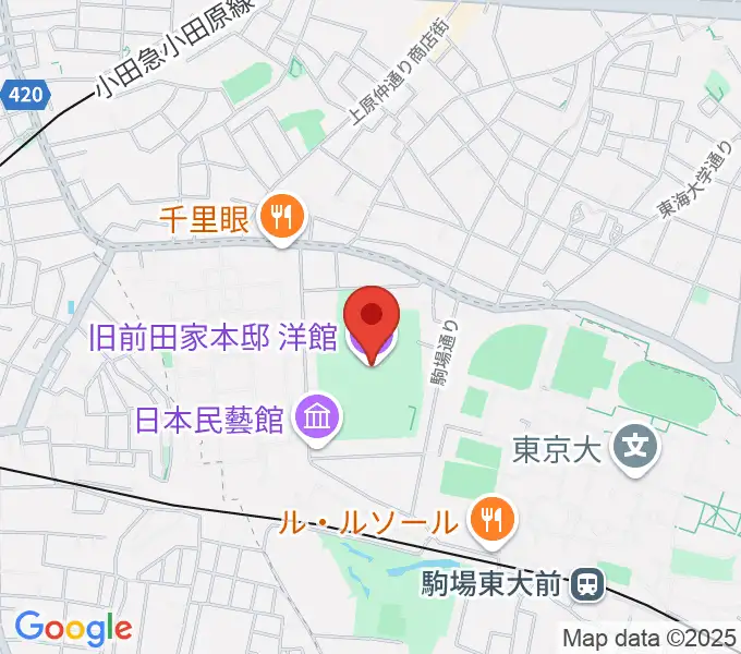 旧前田家本邸の地図