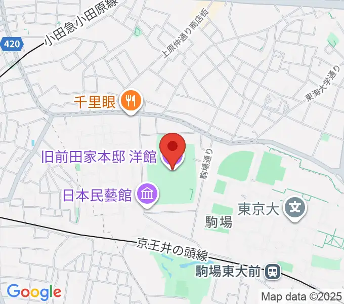 旧前田家本邸の地図