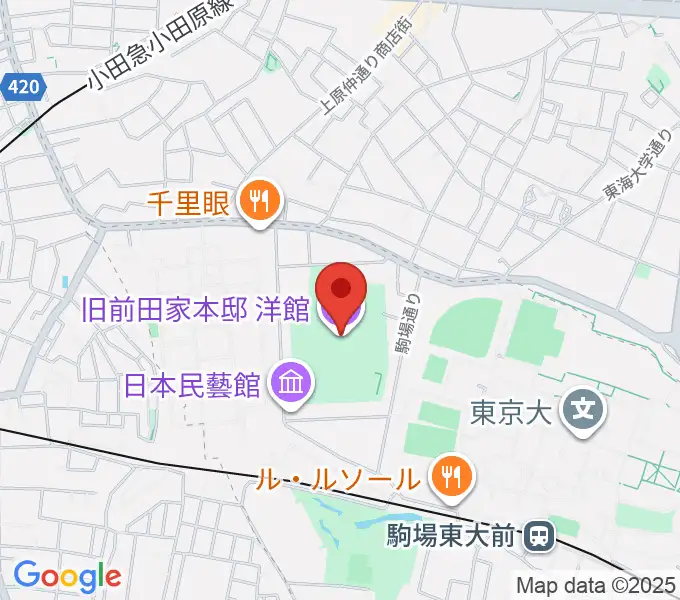 旧前田家本邸の地図