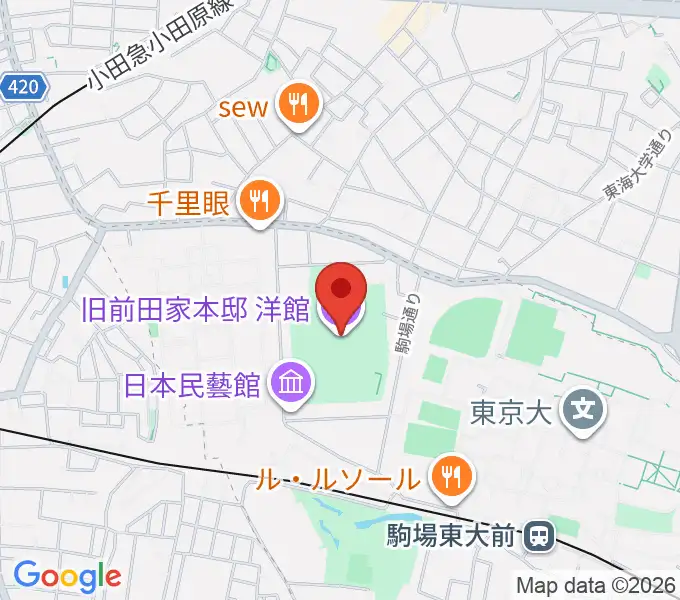 旧前田家本邸の地図
