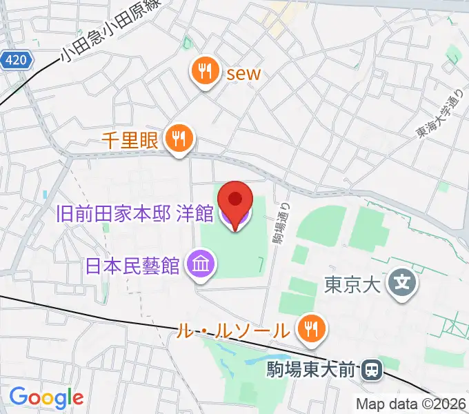 旧前田家本邸の地図