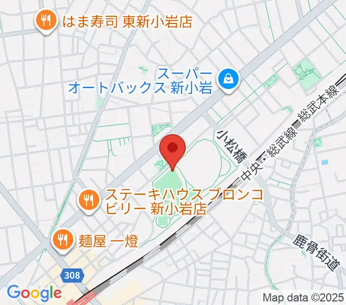 東新小岩運動場 野球場の地図