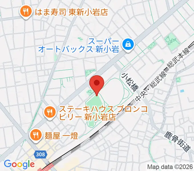東新小岩運動場 野球場の地図