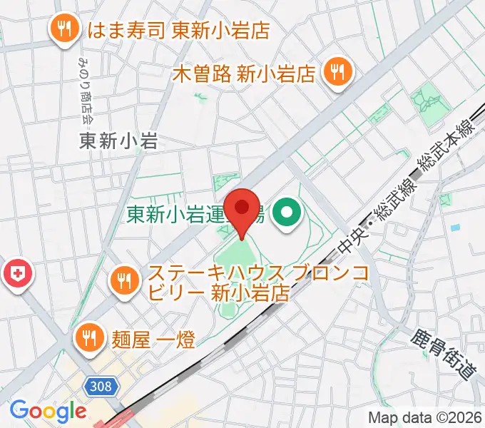 東新小岩運動場 野球場の地図