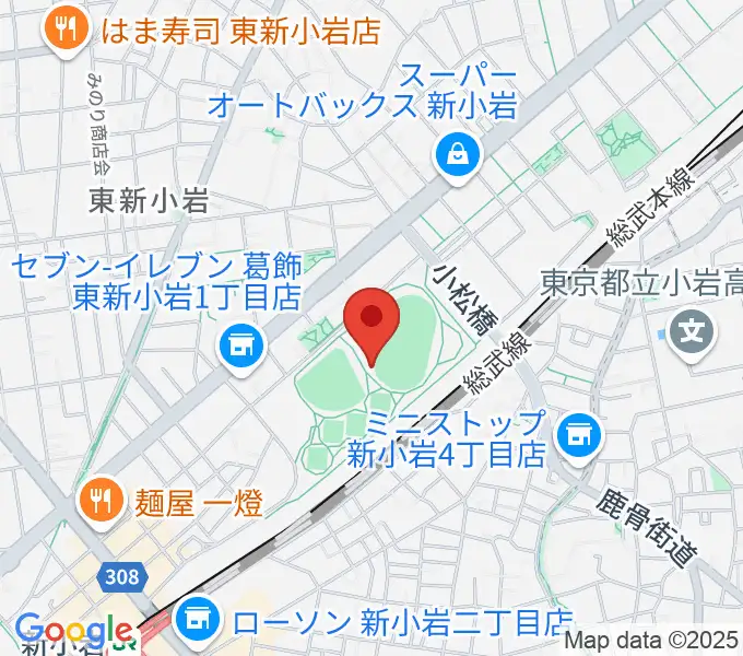 東新小岩運動場 陸上競技場の地図