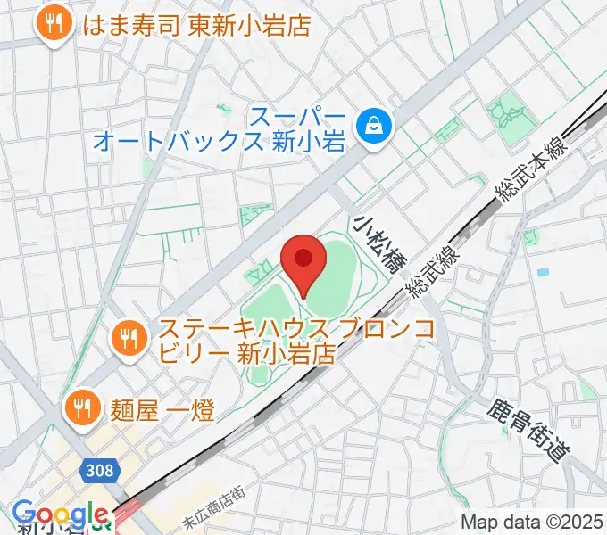 東新小岩運動場 陸上競技場の地図