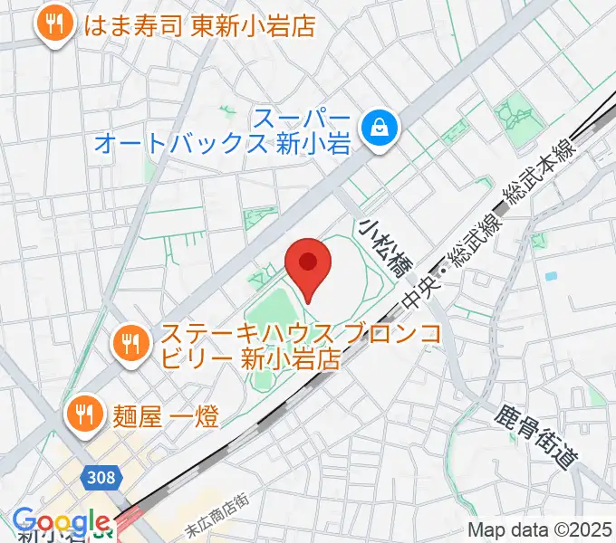 東新小岩運動場 陸上競技場の地図