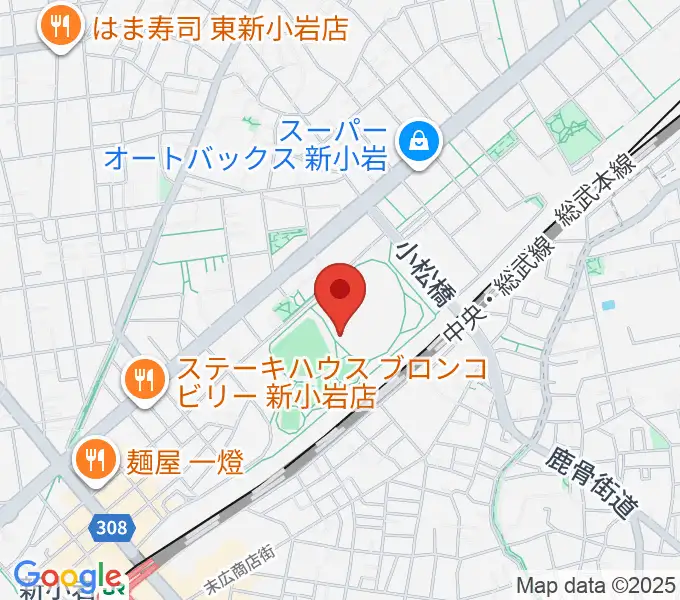東新小岩運動場 陸上競技場の地図