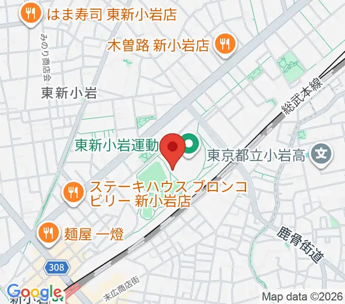 東新小岩運動場 陸上競技場の地図