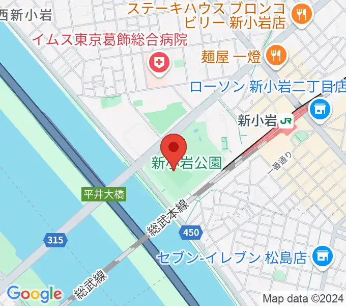 新小岩公園野球場の地図