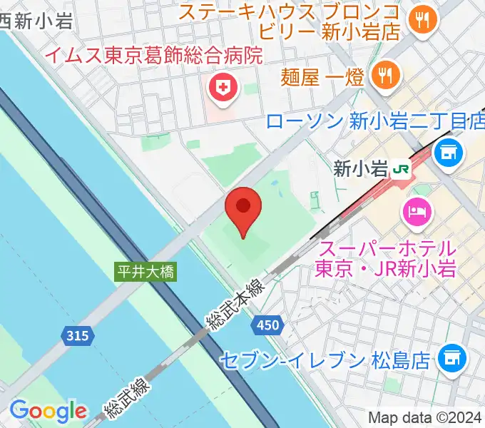 新小岩公園野球場の地図