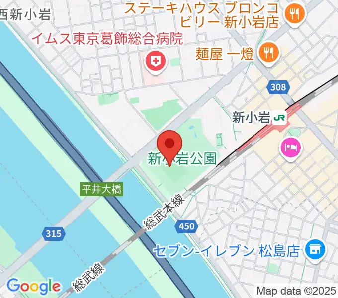 新小岩公園野球場の地図