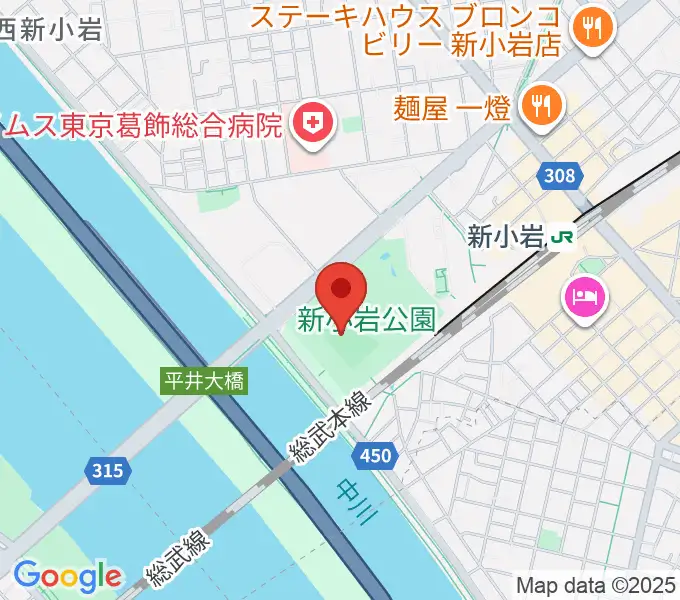 新小岩公園野球場の地図