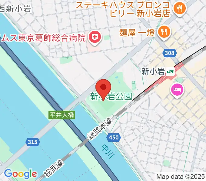 新小岩公園野球場の地図