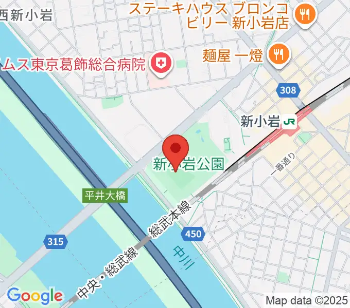 新小岩公園野球場の地図