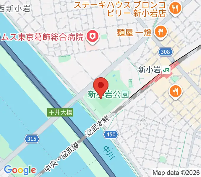 新小岩公園野球場の地図