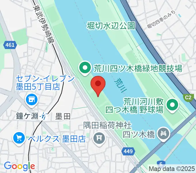 荒川四ツ木橋緑地球技場の地図