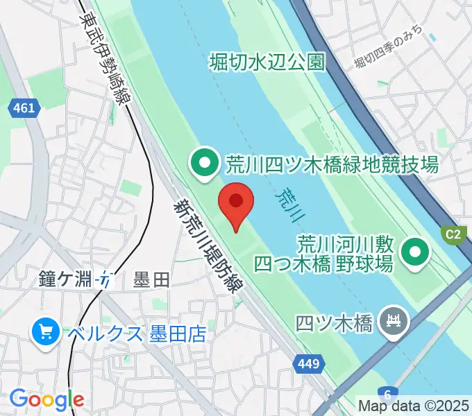 荒川四ツ木橋緑地球技場の地図