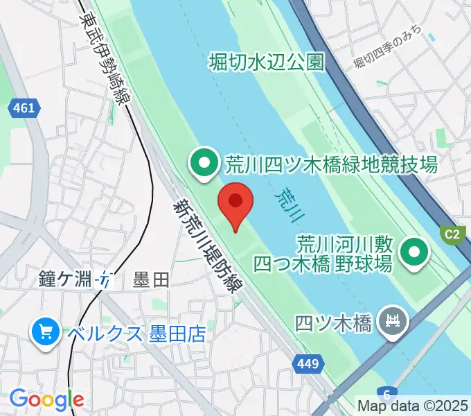 荒川四ツ木橋緑地球技場の地図