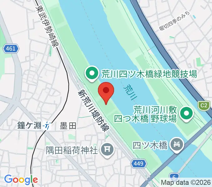荒川四ツ木橋緑地球技場の地図