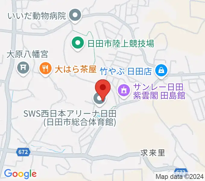 SWS西日本アリーナ日田の地図