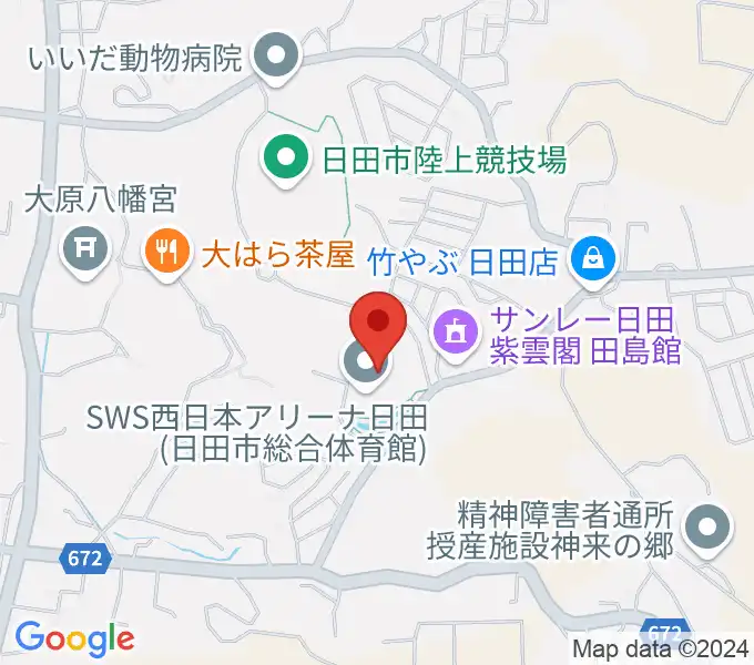 SWS西日本アリーナ日田の地図