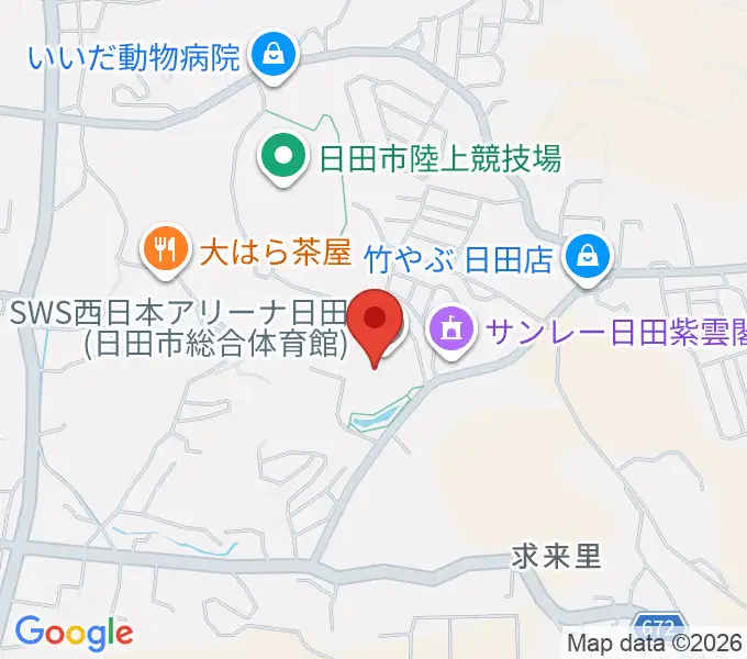SWS西日本アリーナ日田の地図