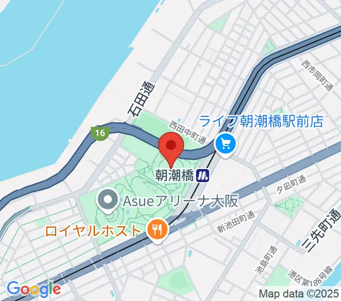 Asue大阪プールの地図