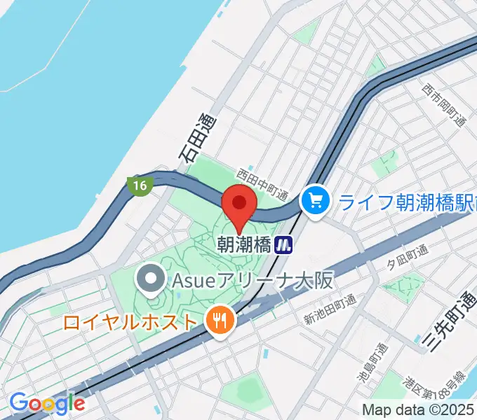 Asue大阪プールの地図