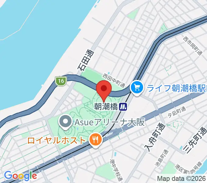 Asue大阪プールの地図