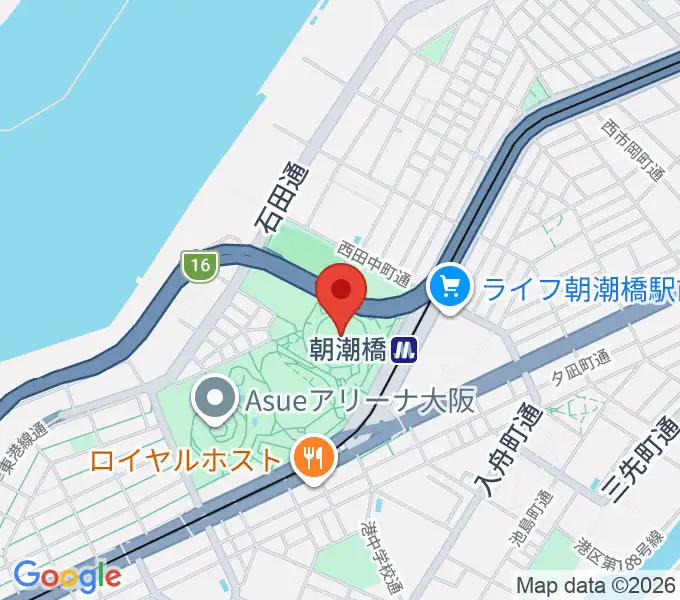 Asue大阪プールの地図