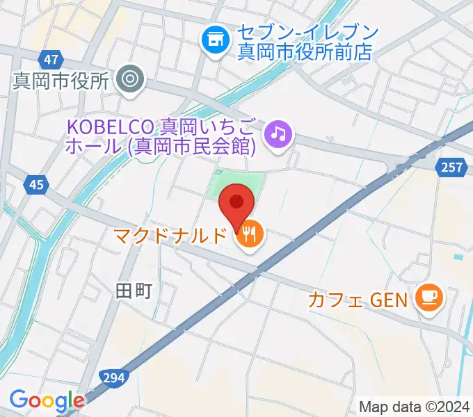 アオキシンテックもおか武道館の地図