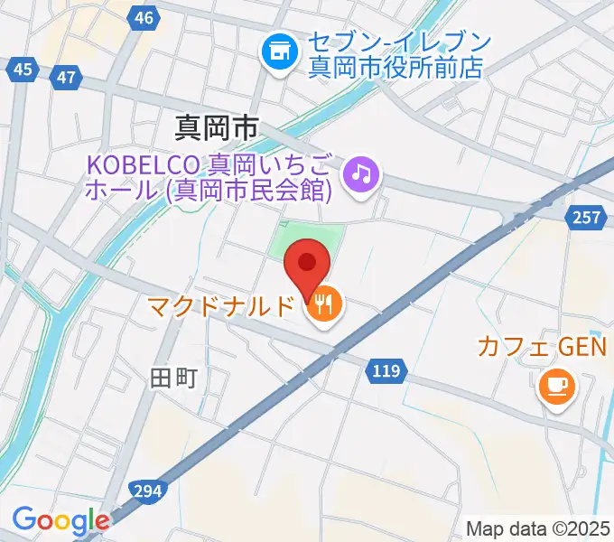 アオキシンテックもおか武道館の地図