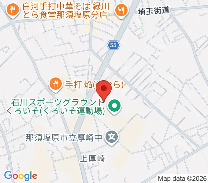 石川スポーツグラウンドくろいそ野球場の地図