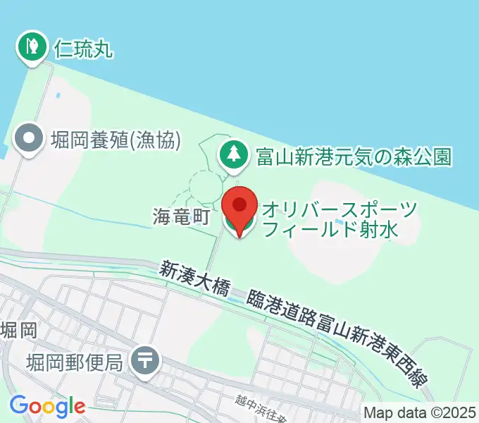 オリバースポーツフィールド射水の地図
