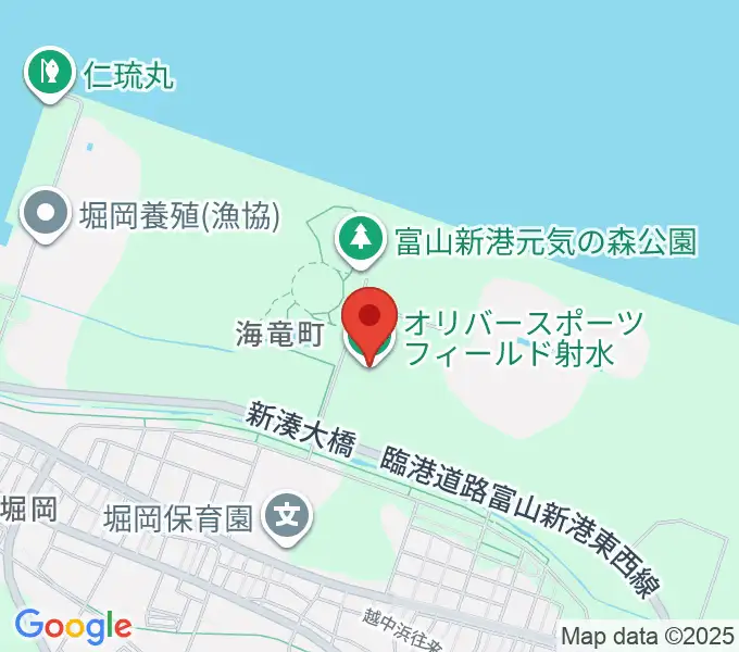 オリバースポーツフィールド射水の地図