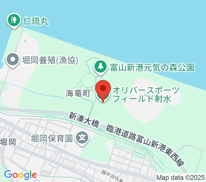 オリバースポーツフィールド射水の地図