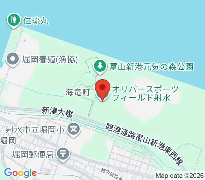 オリバースポーツフィールド射水の地図