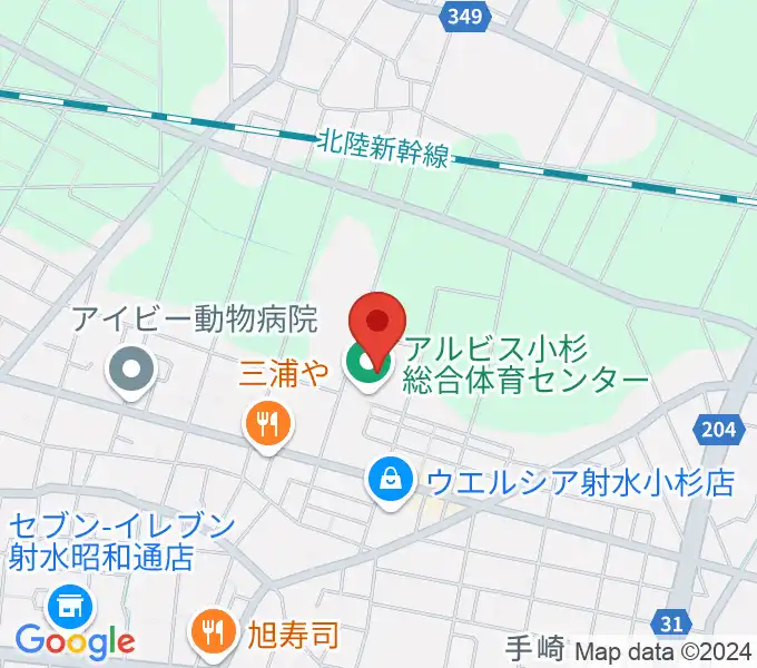 アルビス小杉総合体育センターの地図