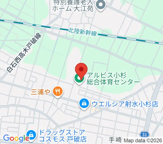アルビス小杉総合体育センターの地図