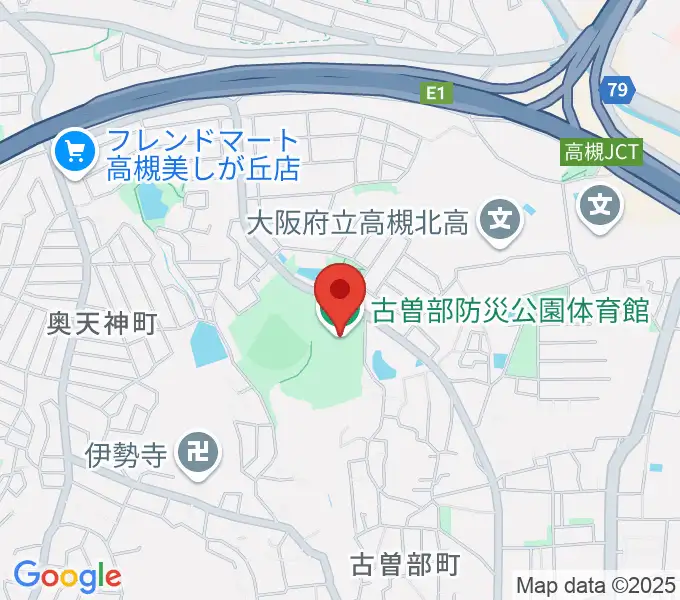 古曽部防災公園体育館の地図