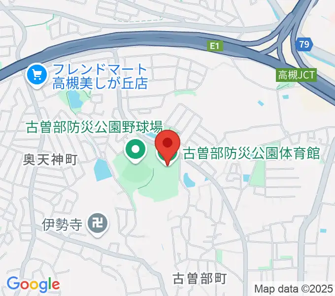 古曽部防災公園体育館の地図