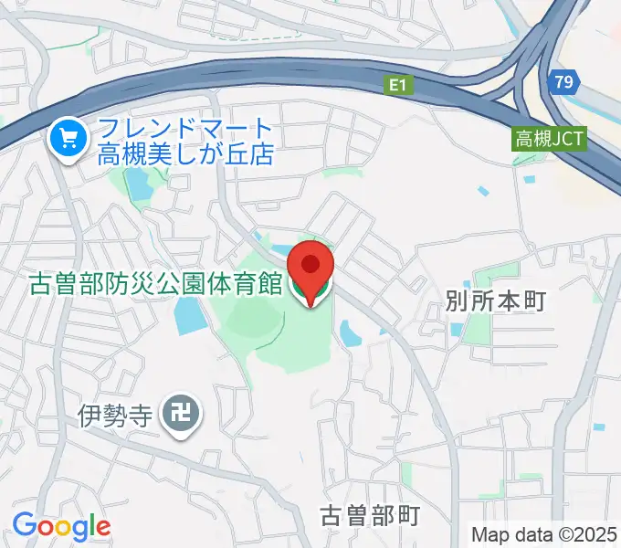 古曽部防災公園体育館の地図