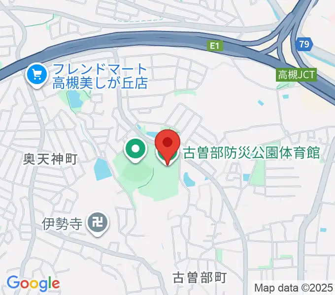 古曽部防災公園体育館の地図