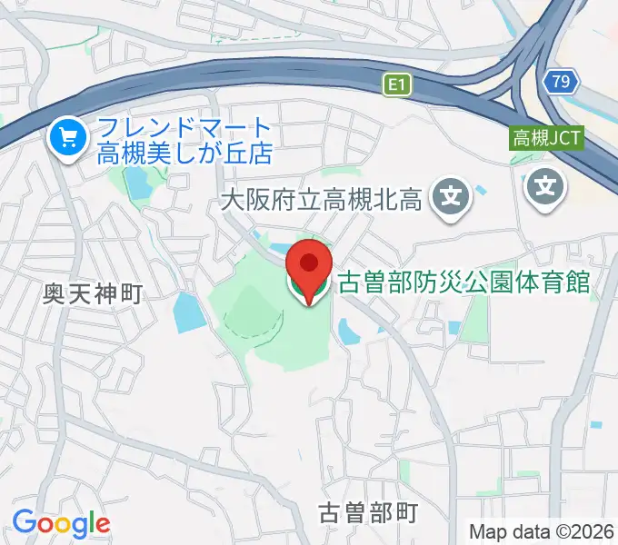 古曽部防災公園体育館の地図